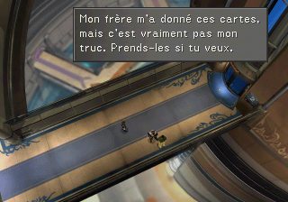 Un étudiant de la BGU vous donne des cartes du Triple Triad. "Mon frère m'a donné ces cartes, mais c'est vraiment pas mon truc. Prend-les si tu veux."