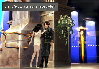 Linoa au bal jette un sort à Squall, le plus bel homme de la soirée. "Ça y est, tu es ensorcelé ?"