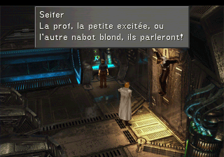 Seifer interroge Squall qui est attaché au mur