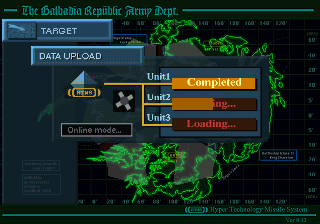 Interface de contrôle de l'ordinateur de la base de missiles de Galbadia, chargement des données